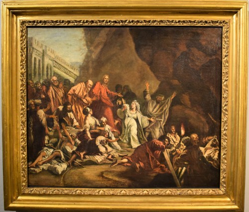 La Résurrection de Lazare, école vénitienne fin du XVIIe - Tableaux et dessins Style Louis XIV